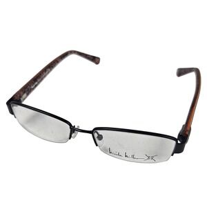 Nicole‎ Miller Eyeglasses Black Frames Leopard Print Arms 50-16-140 New